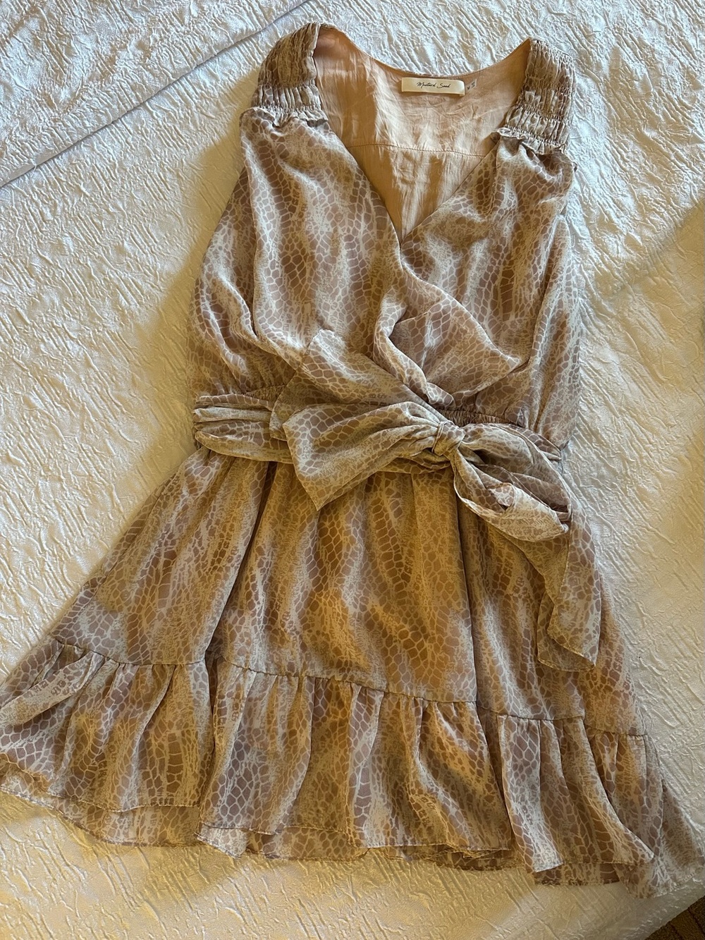 Mustard Seed Beige Snake-Print Mini Dress
